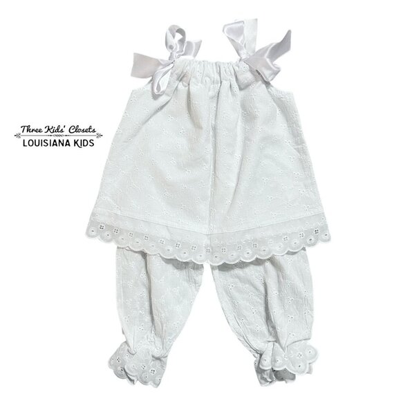 Remember Nguyen Other - Remember Nguyen 18m White Eyelet Pillowcase Top & Pantaloon Bloomers Set